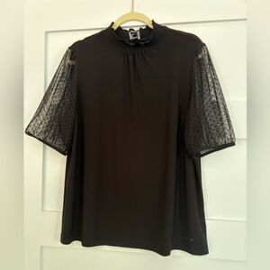 Anne Klein Black Blouse w/ detailed sleeves Size XL